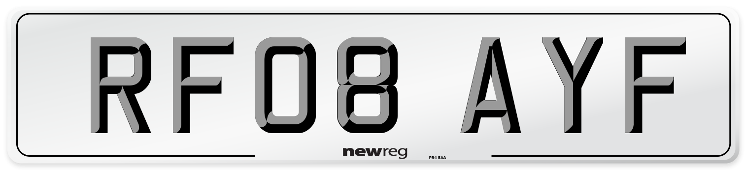 RF08 AYF Number Plate from New Reg
